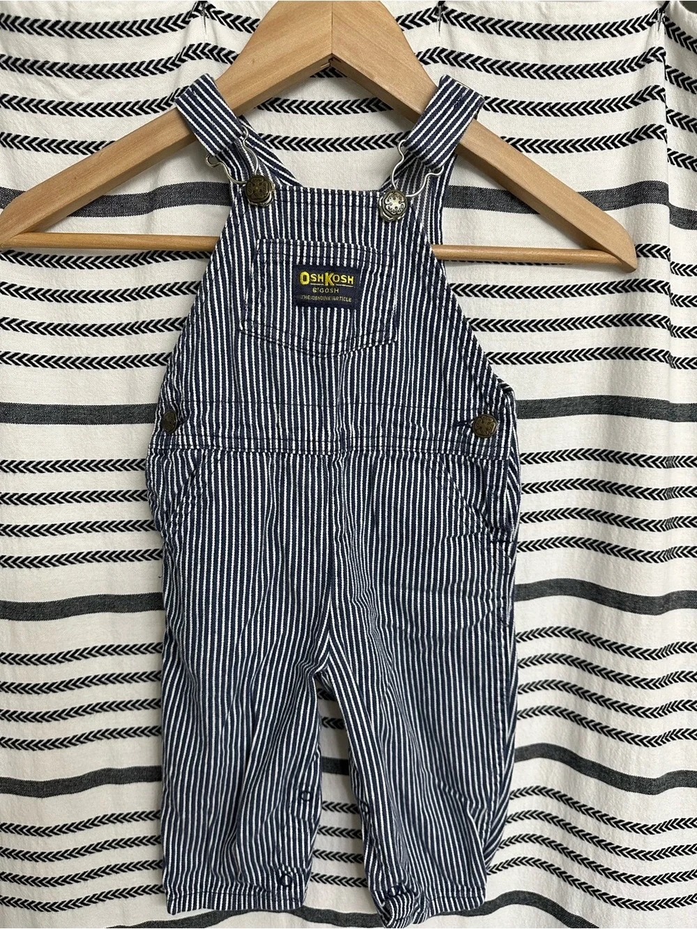 OshKosh B'gosh Kids Navy and White Striped Overalls-Size 18M